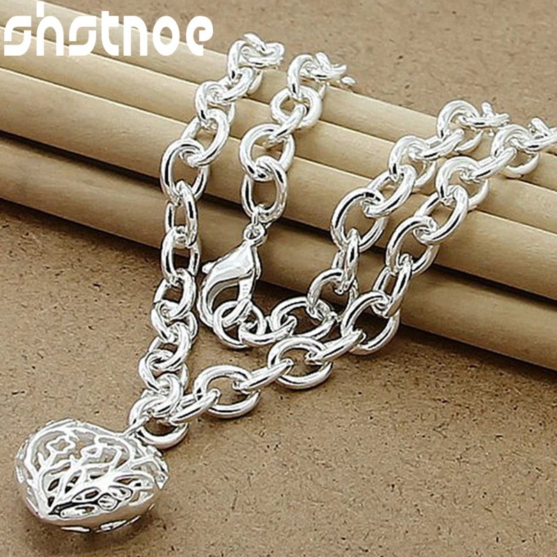 Shstone Sterling Silber hohle Liebe Herz Halskette Kette für Frauen Verlobung Hochzeit Mode Charme Schmuck Geburtstags geschenke