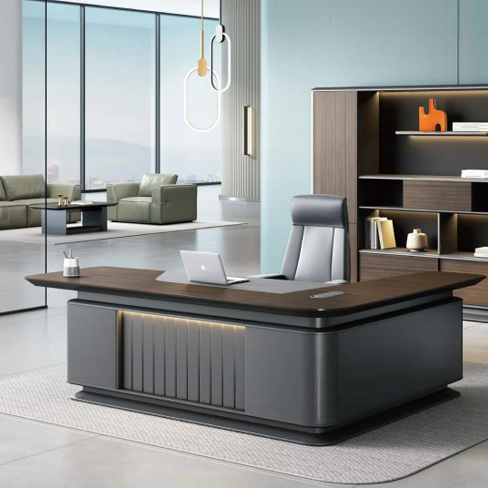 Modern Luxury Executive Office Desk, High-Quality Material, Spacious Workspace & Storage, Ideal for High-End Office