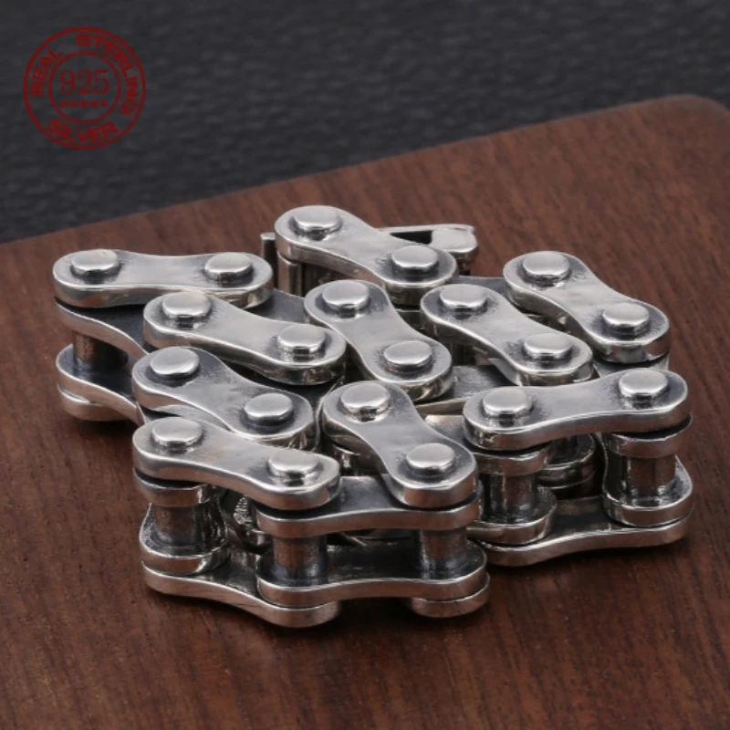 100% S925 Sterling Silver Bracelet 10MM Bicycle Punk S925 Silver Jewelry Never Fade Carry Certificate Men Women Jewelry Gifts