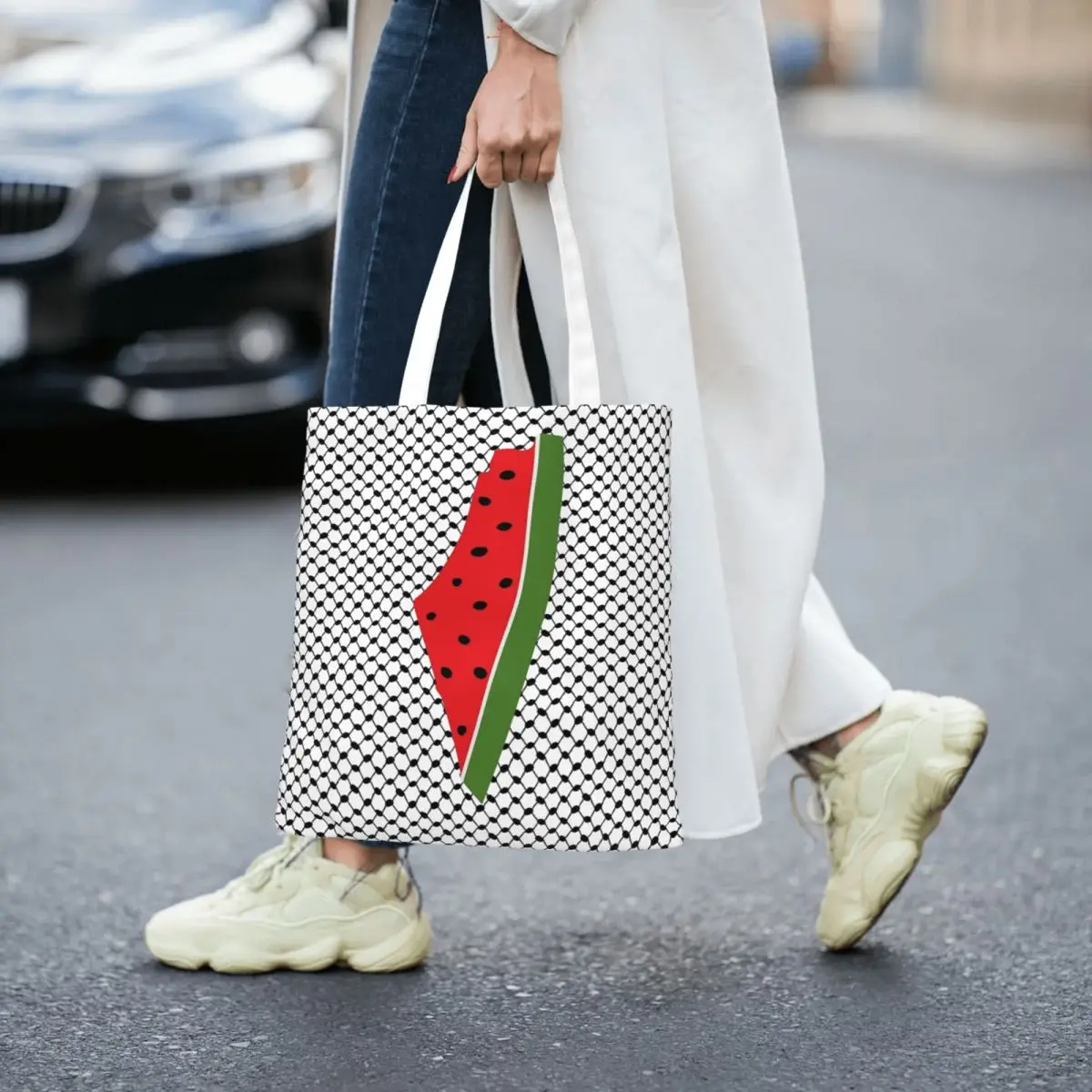 This Is Not Watermelon Canvas Tote Bag Simple Style Large Capacity Grocery Bag for Unisex Magritte Parody Watermelon Travel Bags