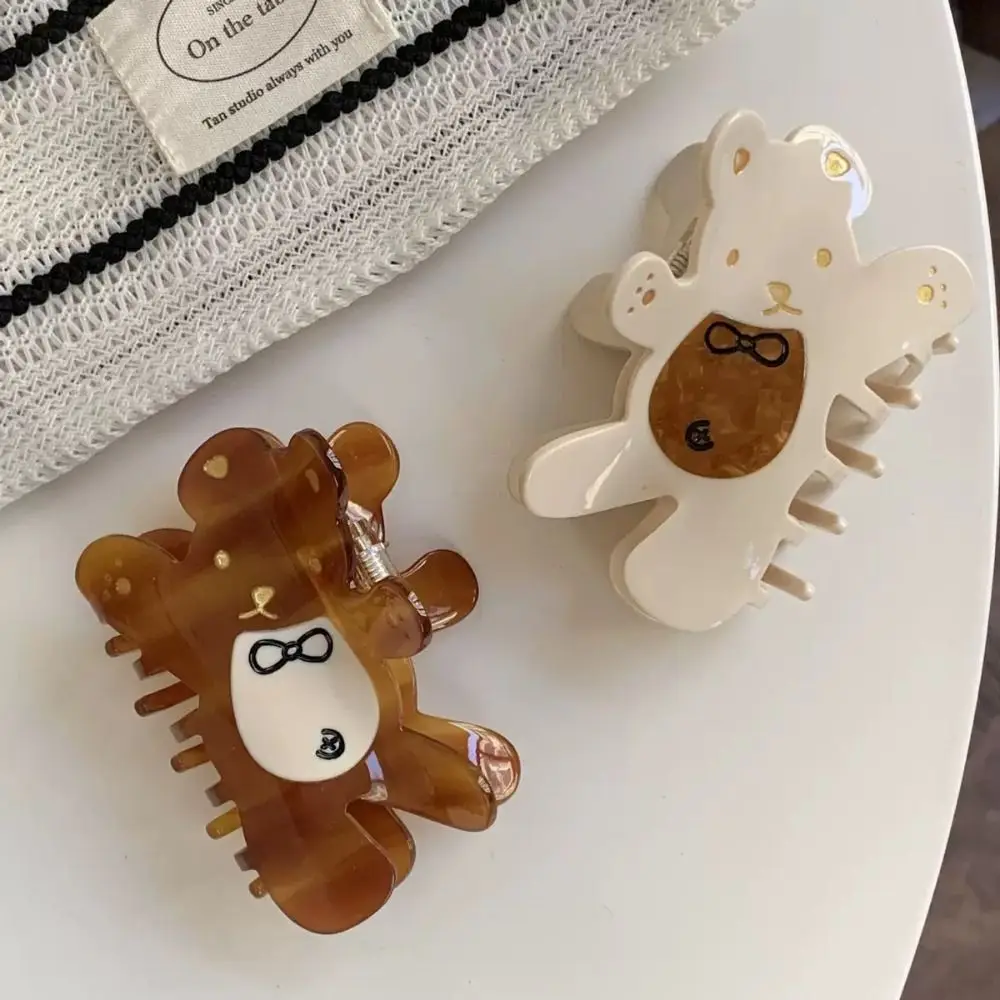 

Lovely Korean Style Cartoon Bear Shark Clip Kawaii Swwet Acetic Acid Carb Clip Bow Creative Small Hair Claw Headdress