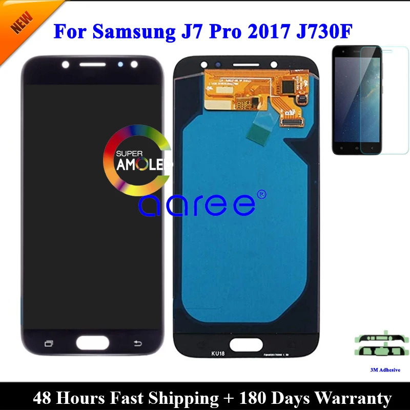 AMOLED OLED For Samsung J7 Pro 2017 J730 LCD Display For Samsung J7 2017 J730F LCD Screen Touch Digitizer Assembly + Adhesive