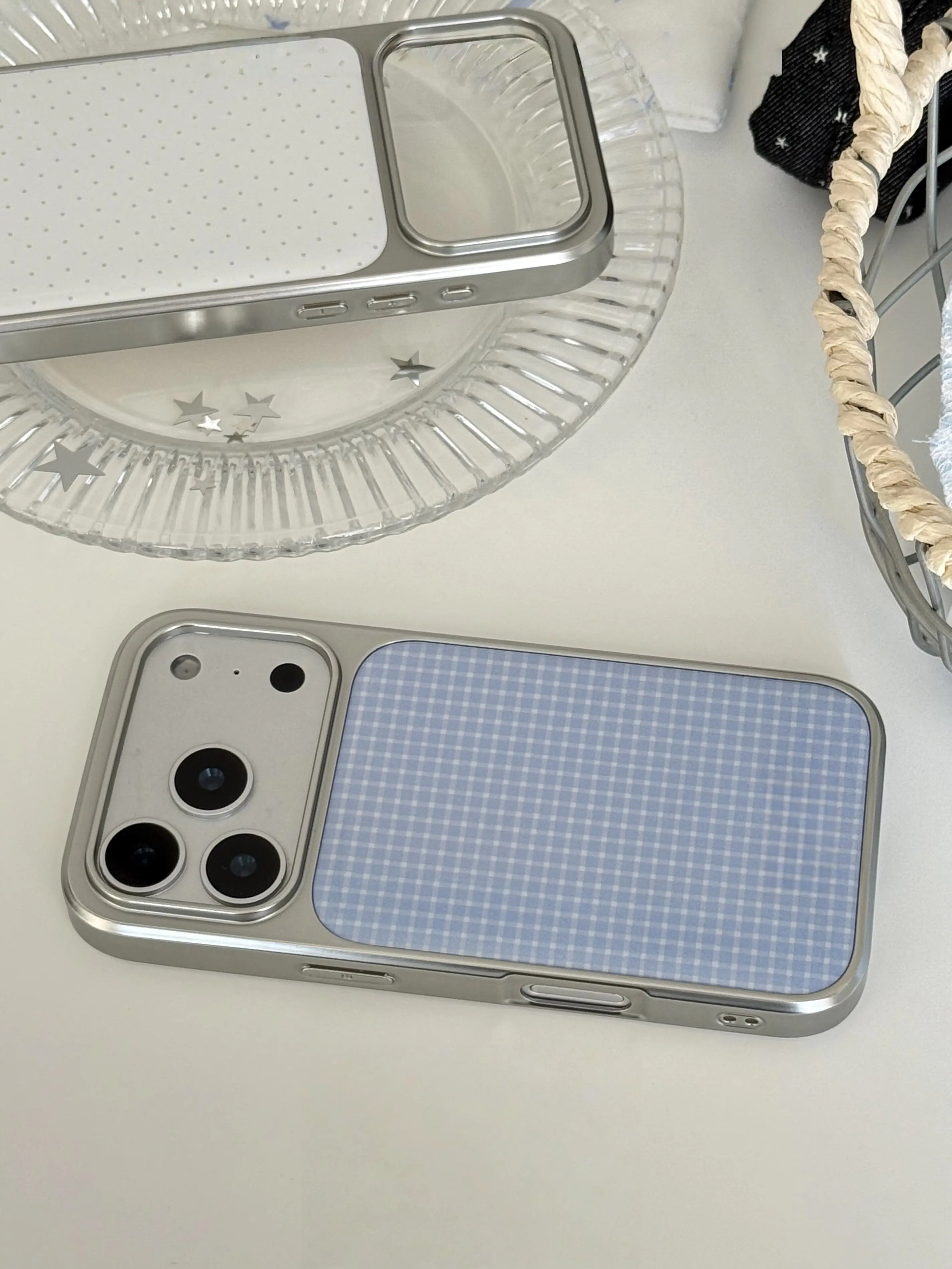 Coque de téléphone Y2K à motif à pois et quadrillé, style Ins, polyvalente et personnalisée, pour iPhone 17 AIR 16 15 14 13 12 11 PRO MAX PLUS