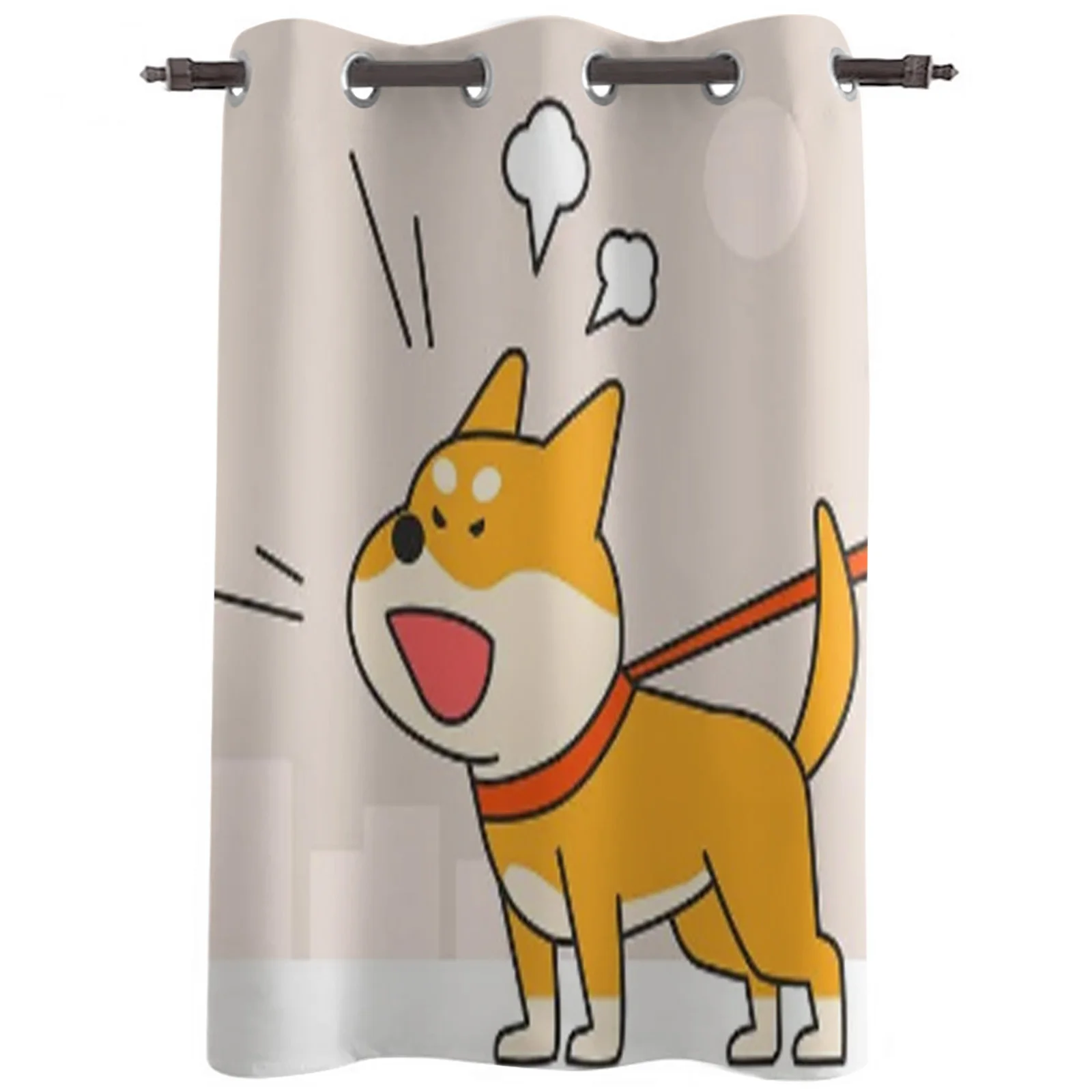 Cute Barking Dog Pets Shiba Inu Curtains for Bedroom Window Curtain Home Living Room Decor Balcony Drapes Hotel Coffee Curtains