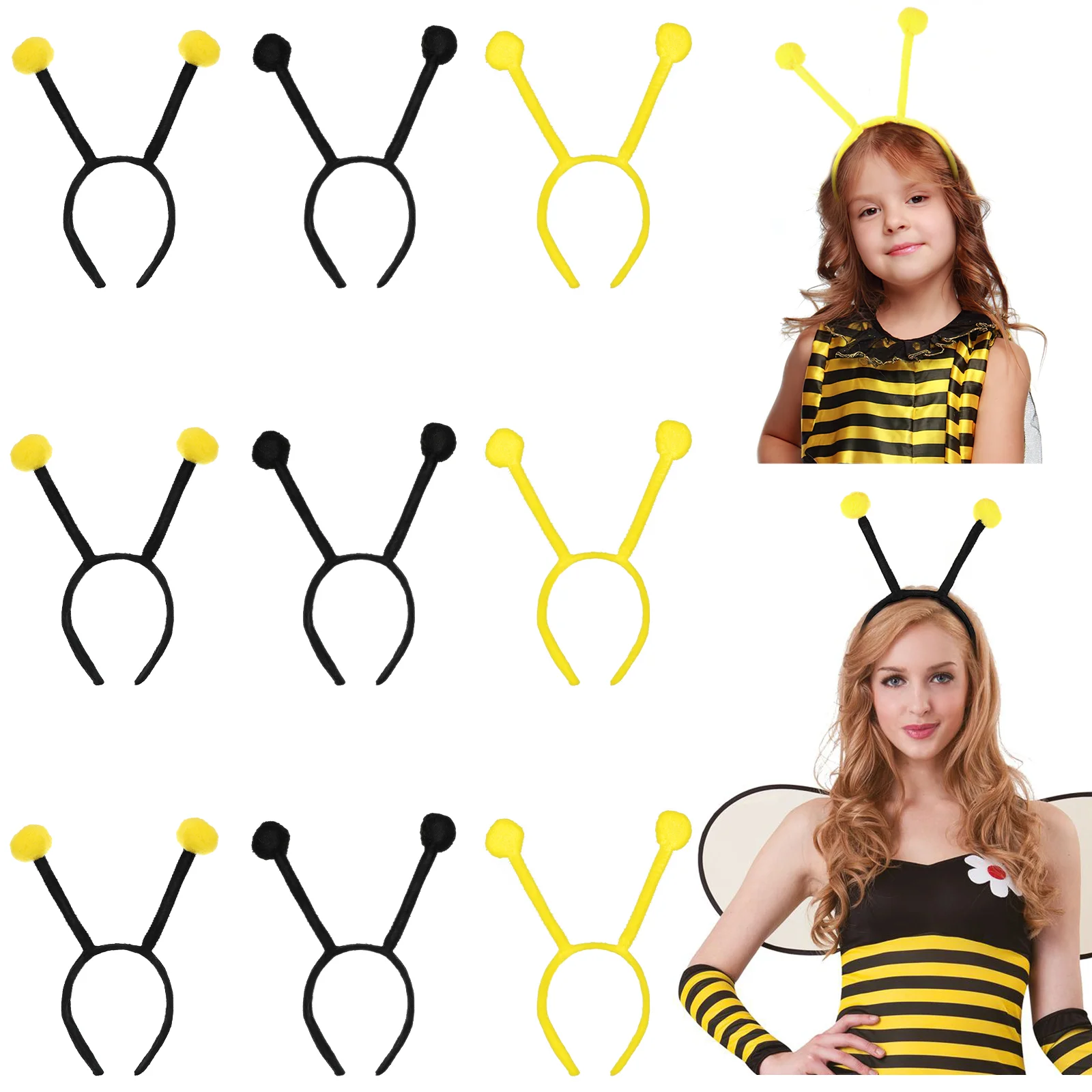 Bee Tentacle Headbands Kids Costume Accessories Plastic Hair Hoops Pompom Headband Bee Hair Bands Halloween Christmas Party