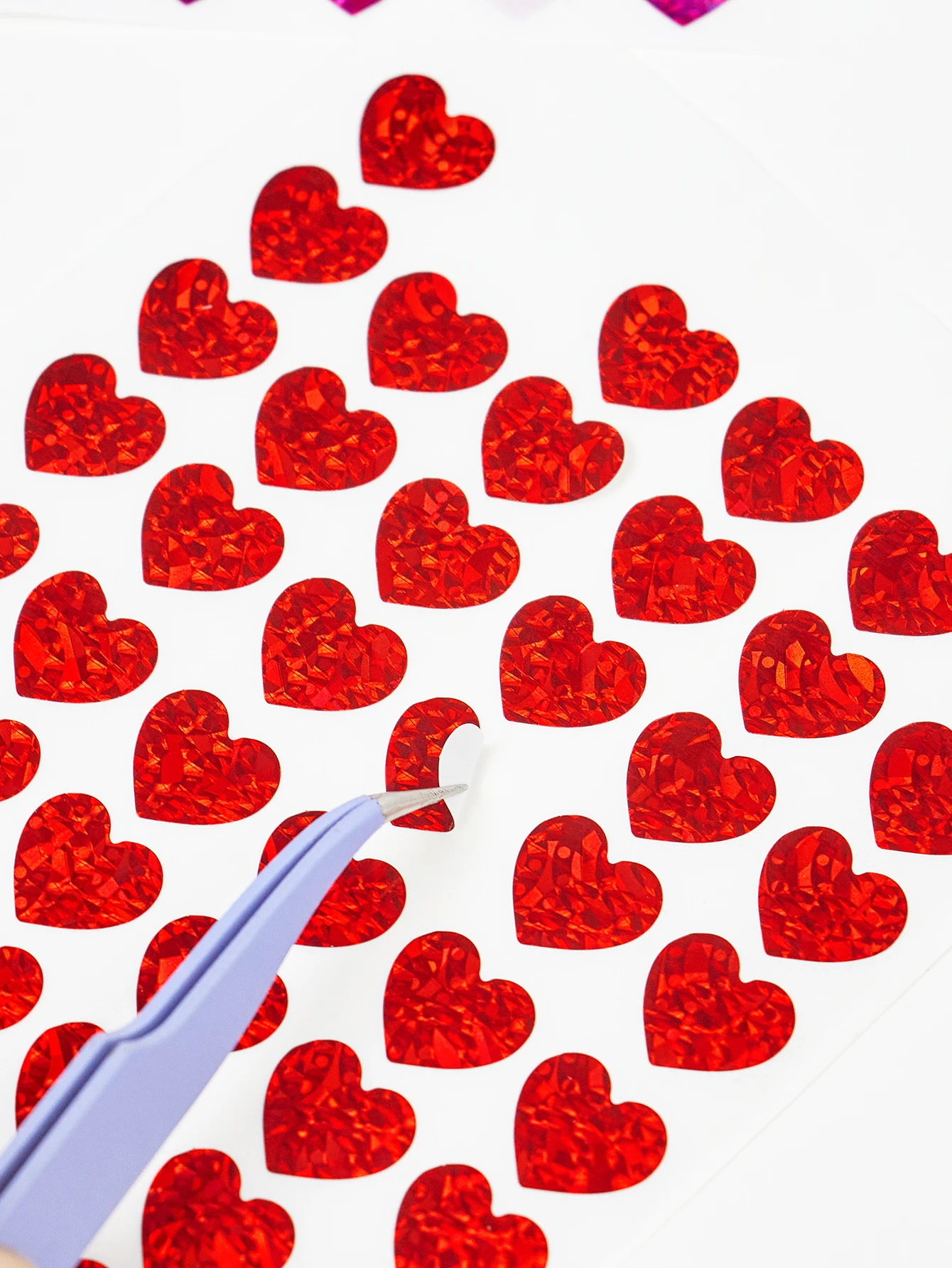 10 Blatt kleine Herz-Aufkleber, glitzernde, glänzende Valentinstag-Aufkleber in Rotgold und Silber für Kinder, Klassenzimmer-Belohnung, Umschläge, DIY-Dekoration – Detail 4