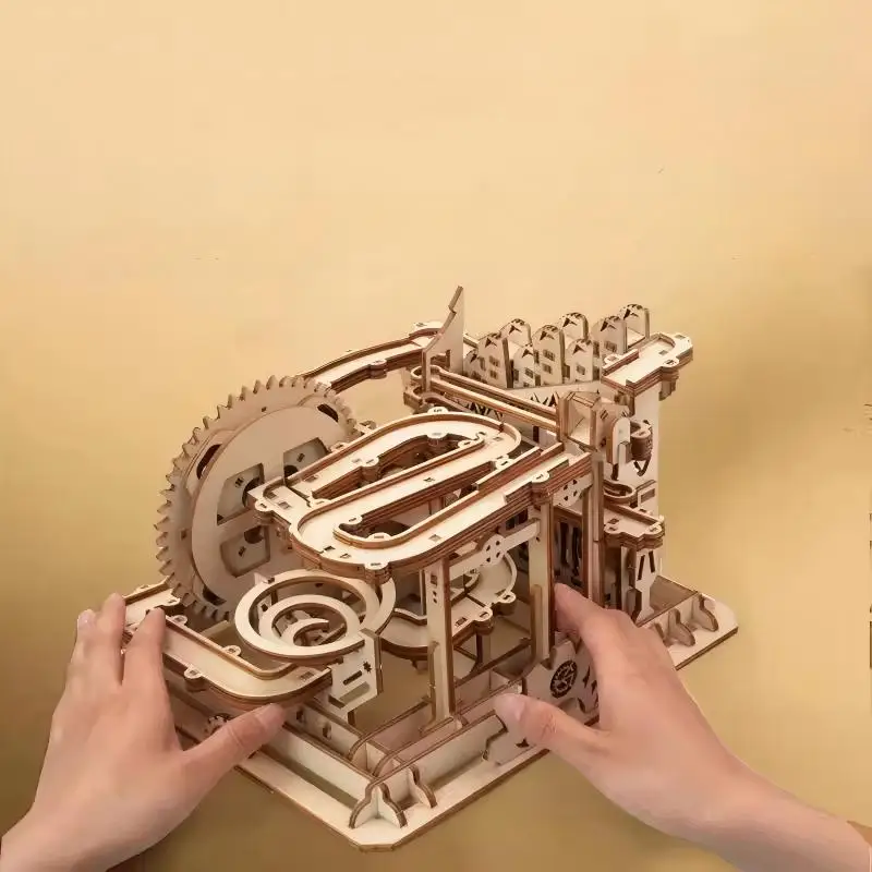 OUZEY 3D-Holzpuzzle Marble Run STEM-Modellbausatz – mechanisches Gleisbaupuzzle, Lernspielzeug für Jugendliche und Erwachsene
