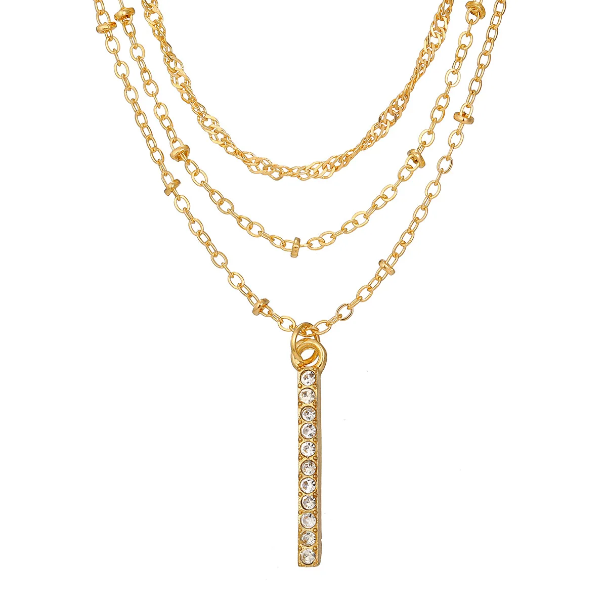 Collier minimaliste bohème multicouche pour femme, pendentif rectangulaire, collier à maillons vintage, bijoux fantaisie, cadeau de fête