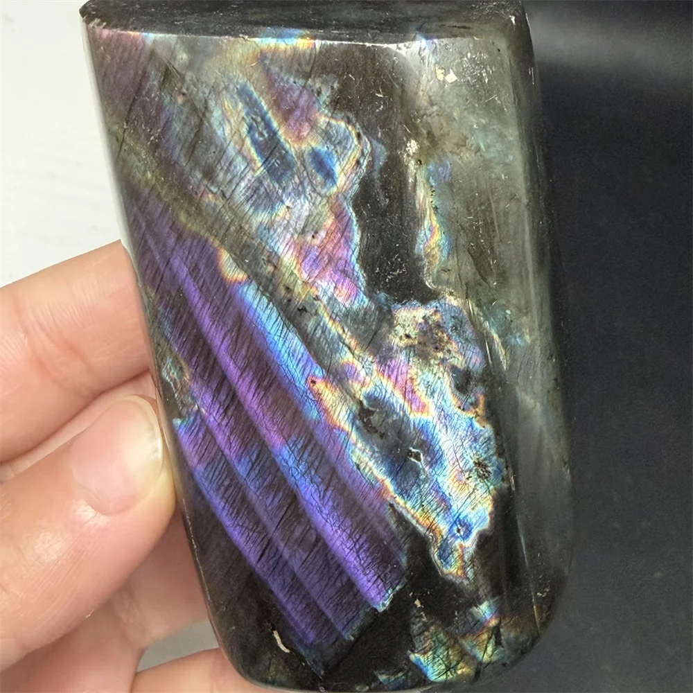 Natural Stunning Mint Green Light Labradorite Ornament Purple Shell Light Labrador Stones Mineral Specimen Colorful Lab. Blocks