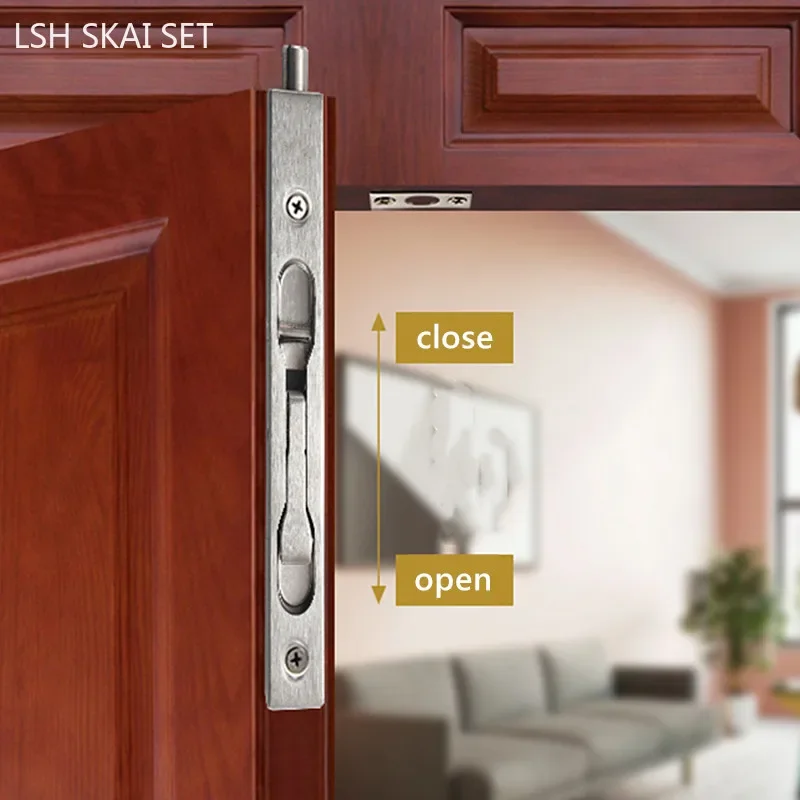 6/8/10 Inch Concealed Door Latch 304 Stainless Steel Door Security Lock Manual Sliding Window Latch Hasp Furniture Hardware Lock