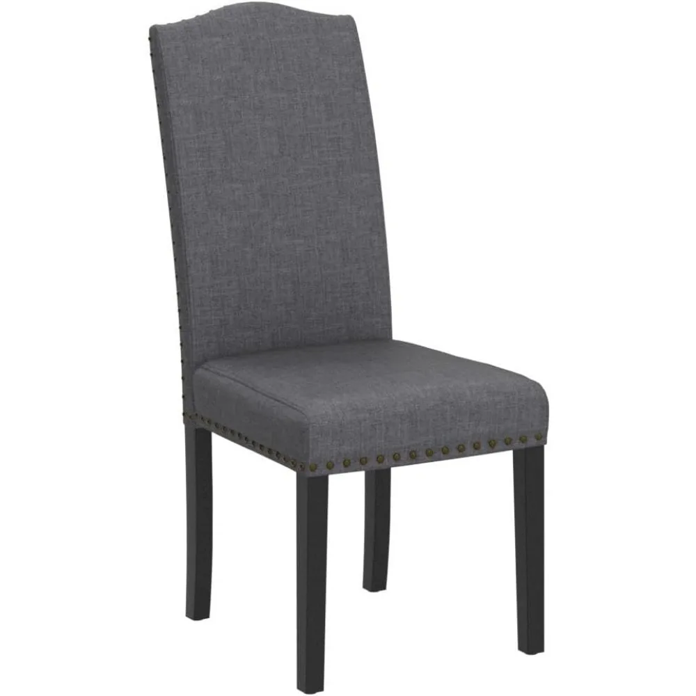 Dining Chairs with Rubber Wood Legs Fabric Upholstered Armless Chairs for Living Room Hotel Weeding Lounge Reception, Set of 4