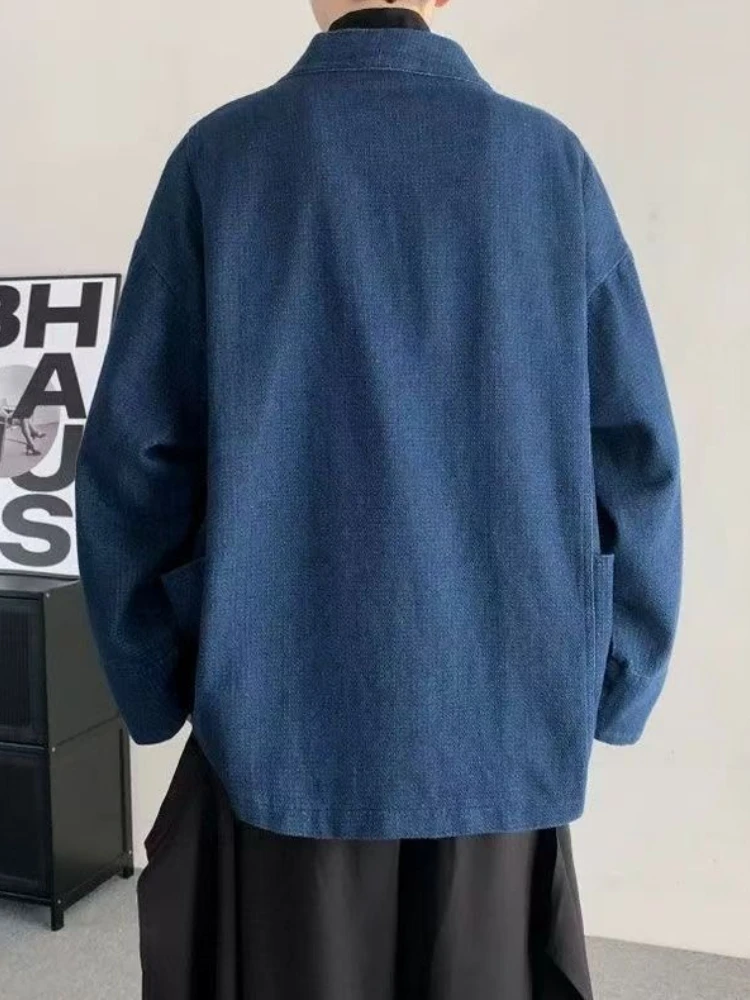 Vintage Japanese Style Denim Coat Men Women Unisex Oversized Daily Spring Autumn Trendy Jeans Jacket Long Sleeve Cardigan view 3