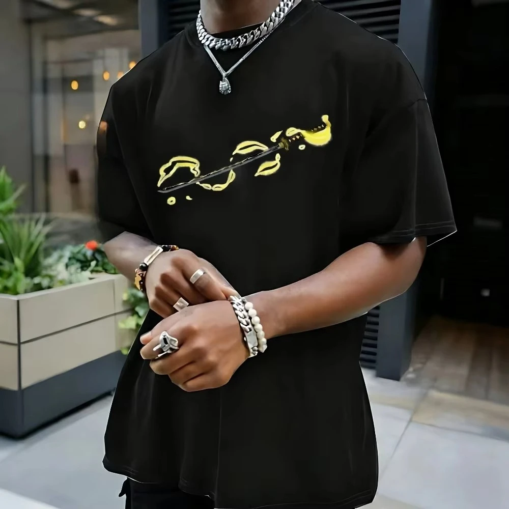 2026 New Summer for Demon Slayer Men's T-shirt Zenitsu Agatsuma Summer Japan Anime Tee Spring and Autumn  Street Short-sleeved