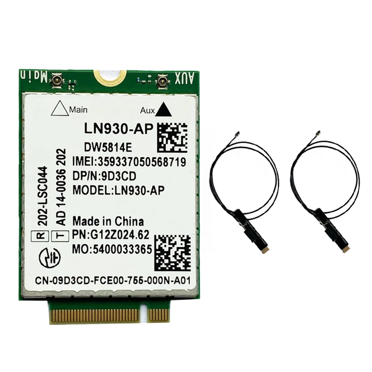 DW5814E for Telit LN930-AP WiFi Card+2XAntenna WWAN FDD-LTE NGFF 4G Module for Dell Laptops Latitude 5285 5580