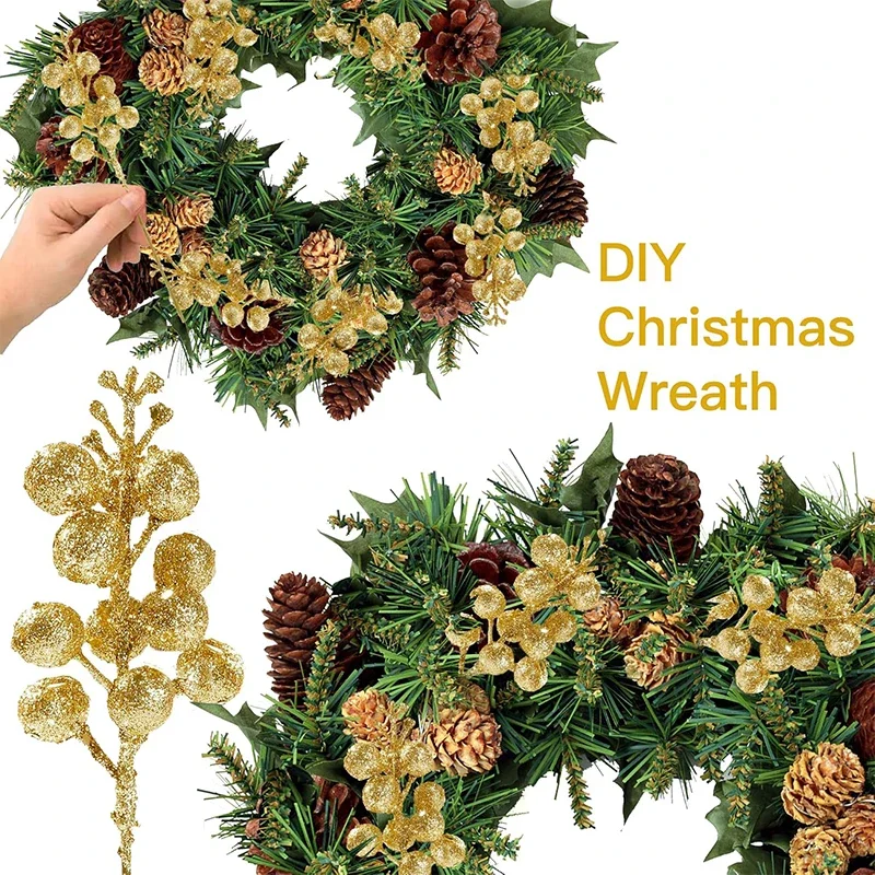 10/20 Stück Frohe Weihnachten Dekoration Glitzer Künstliche Beeren Weihnachtsbaum-Ornamente für Heimdekoration Neujahr 2026 Dekoration – Detail 4