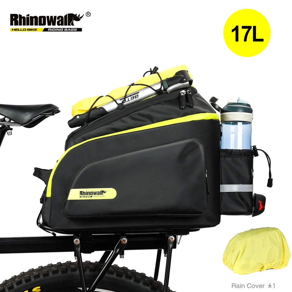 

Rhinowalk Bike Pannier Bag 17L Waterproof MTB Road Bike Back Rack Bag Bicycle Carrier Bag Rear LuggageTrunk Bag With Rain Cover