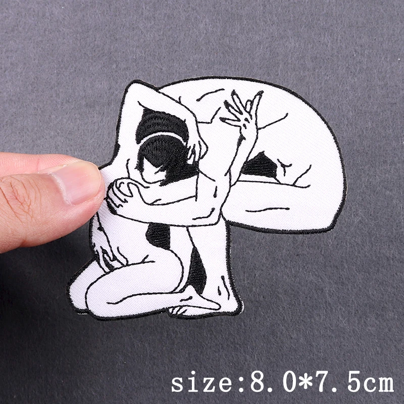 Sexy Patch Iron On Patches For Clothing Hip Hop Punk Embroidered Patches For Clothes Skull Love Embroidery Patch Stickers Badges