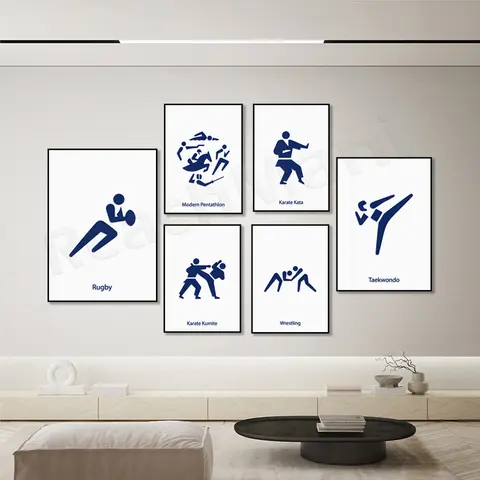 Judo, karate, taekwondo, fencing, rugby boxing, wrestling martial arts poster, home wall decoration, sport, martial arts print
