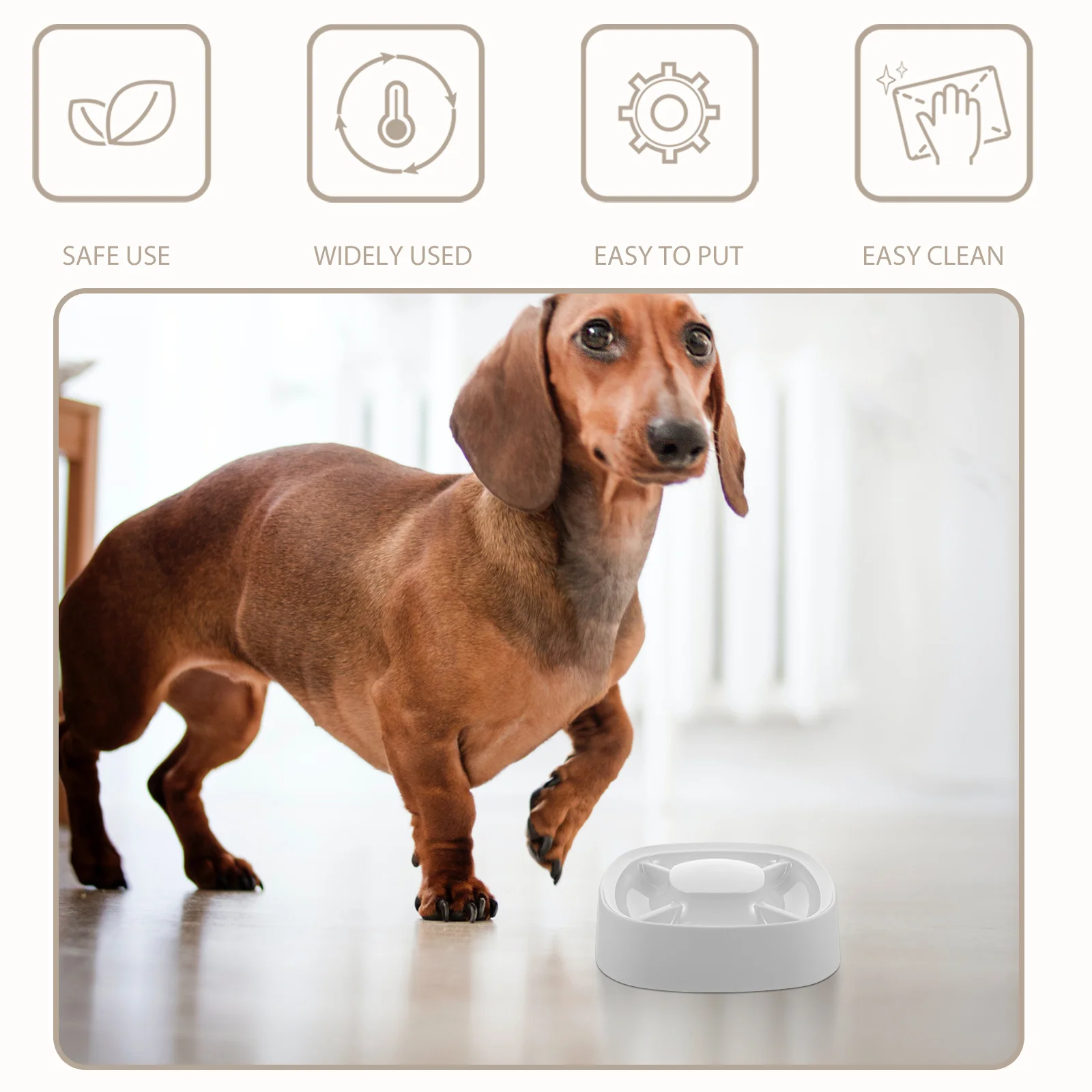 

Divided Pet Slow Feeder Bowl Plastic Feeding Dish Large Capacity for Puppy Kitten Small Dogs Practical Pet Food Bowl