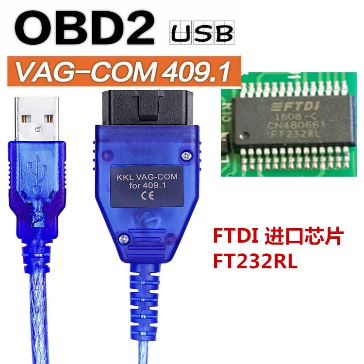 

FTDI FT232RL чип 409 KKL OBD2 автомобильный диагностический кабель USB-интерфейс сканер ЭБУ инструмент
