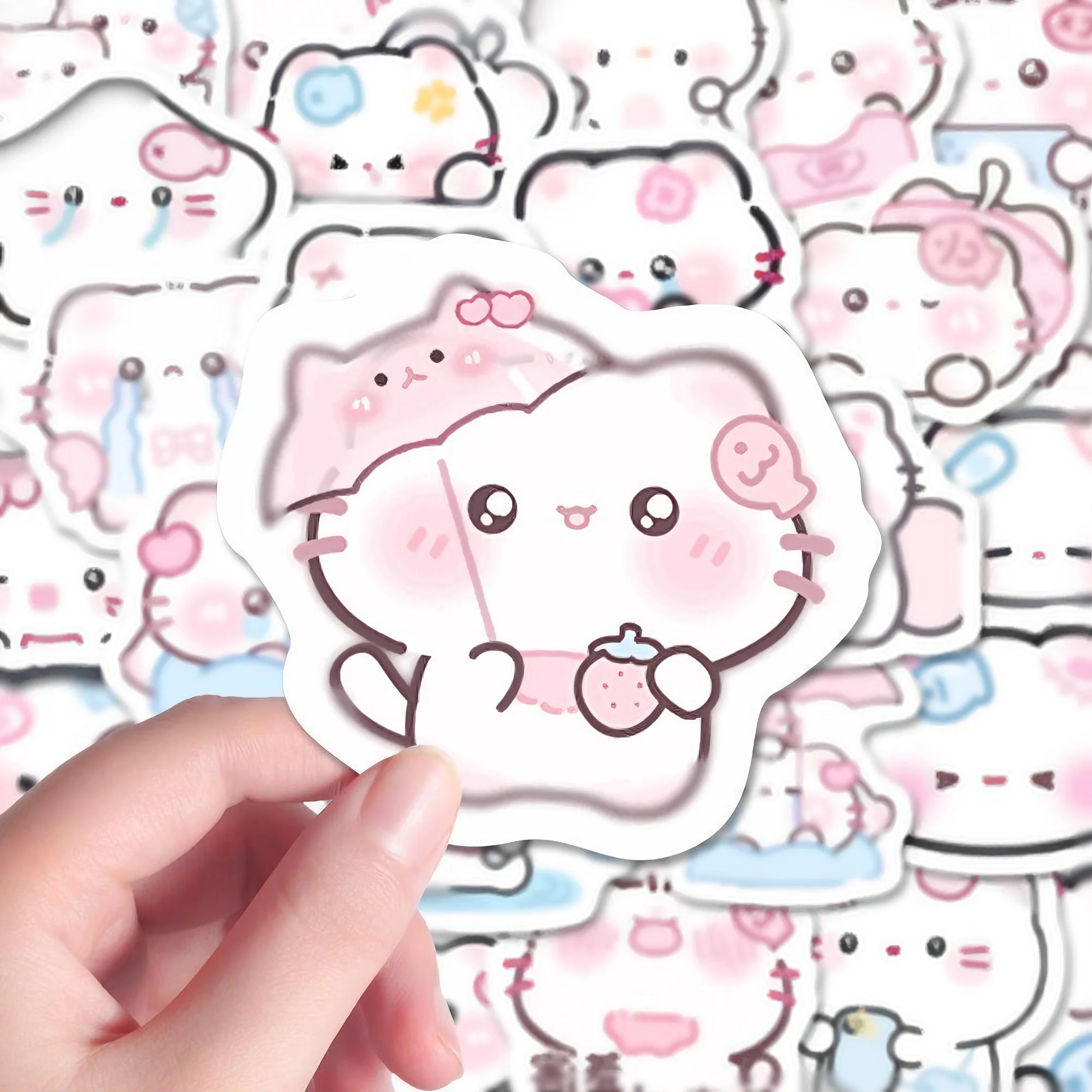 

130pcs High Aesthetic Cute Rain Mist Cat Stickers Ins Cartoon Decorative Stickers for Journal, Desktop DIY Crafts