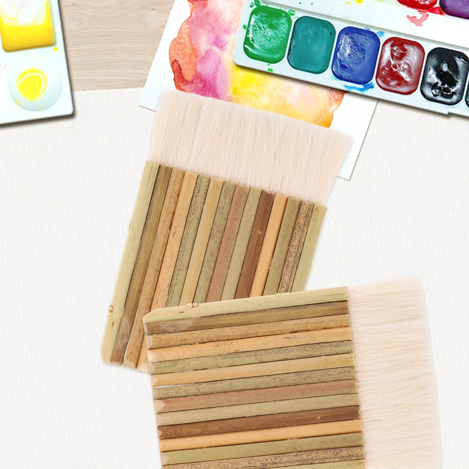 

Набор из 5 шерстяных кистей для рисования маслом и акварелью, широкие бамбуковые кисти с деревянной ручкой, принадлежности для рисования, художественные инструменты