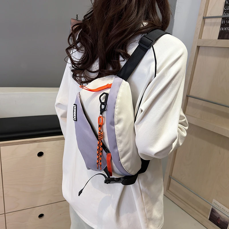 Contrasting colors Chest Rig Bag Women Fanny Pack Streetwear Chest Bags Unisex Nylon Hip hop Waist Bag Girls Phone pocket