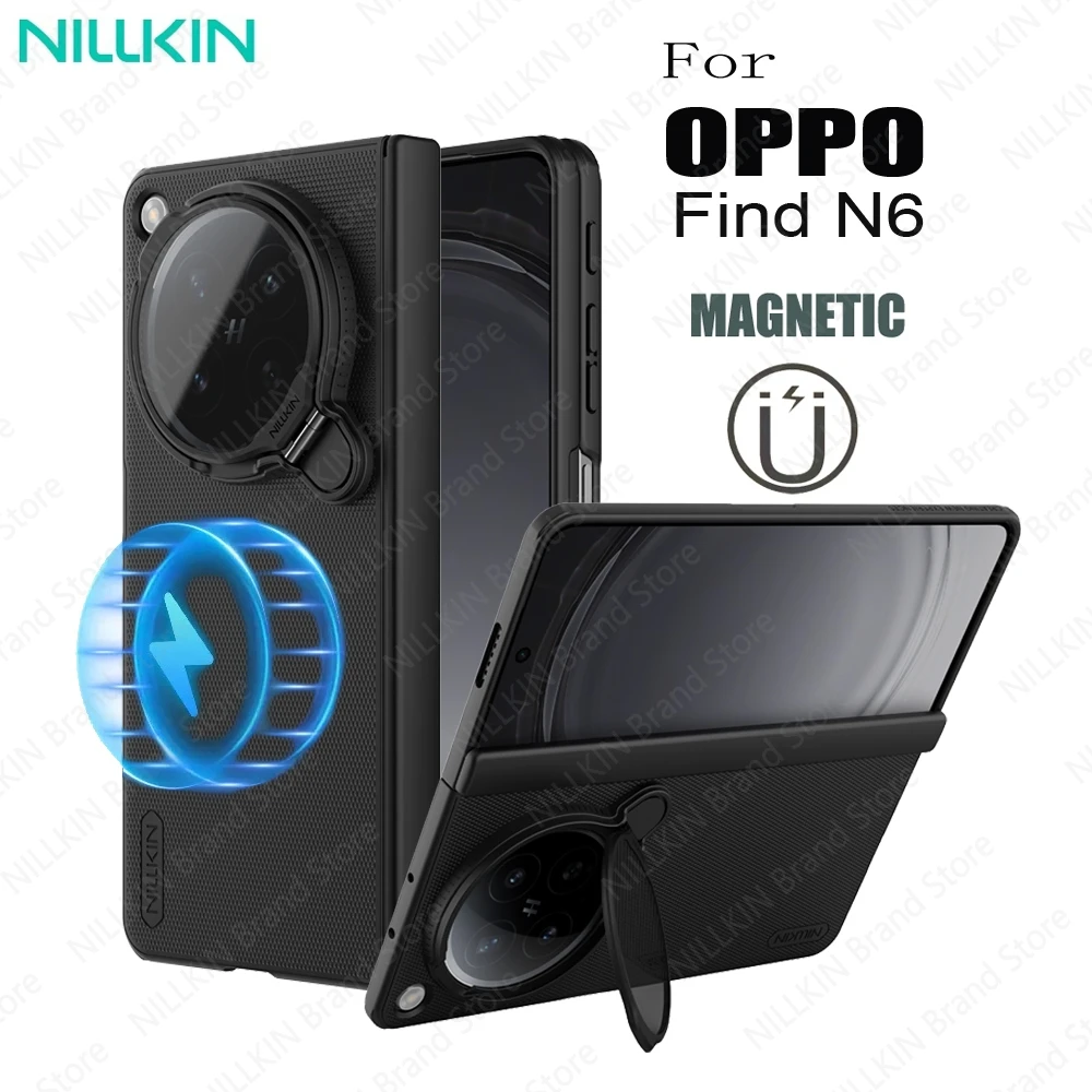 

For OPPO Find N6 MagSafe Case NILLKIN Frosted Shield Prop Magnetic Case Shockproof With Phone Holder Camera Cover For Find N6