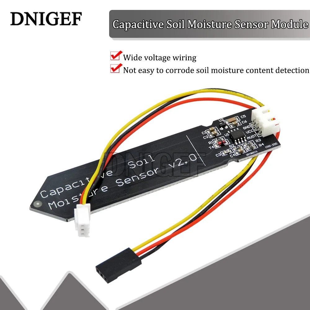 3.3~5.5V Soil Moisture Sensor Module Capacitive Not Easy To Corrode Wide Voltage Wire Corrosion Resistant W/ Gravity For Diy Kit