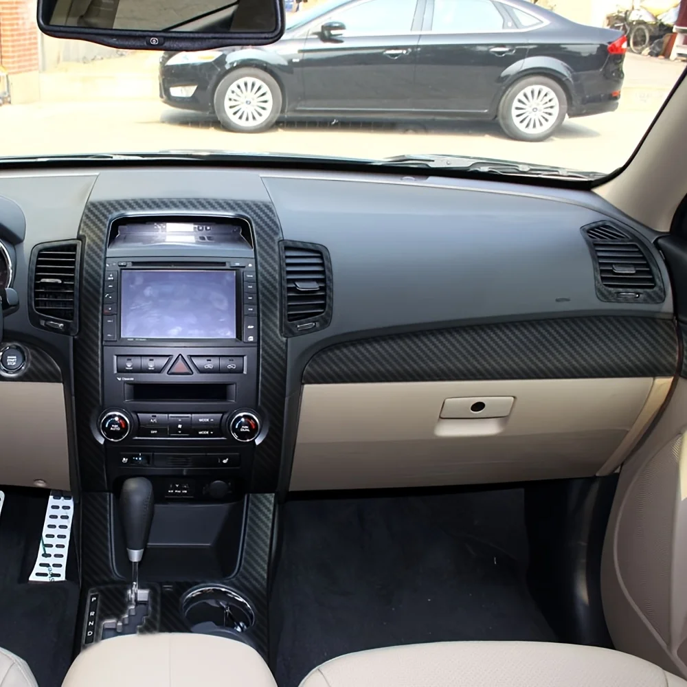 

For Kia Sorento 2009-2012 Interior Central Control Panel Door Handle 5D Carbon Fiber Stickers Decals Car styling Accessorie