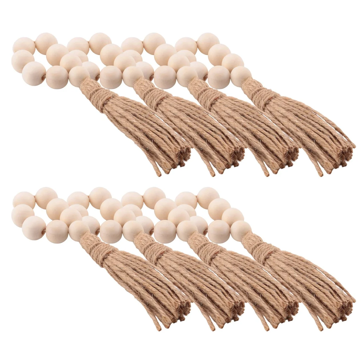 8Pcs Handmade Natural Wooden Bead Napkin Rings Holder for Weddings Party Home Hotel Decor Table Dinner Decoration