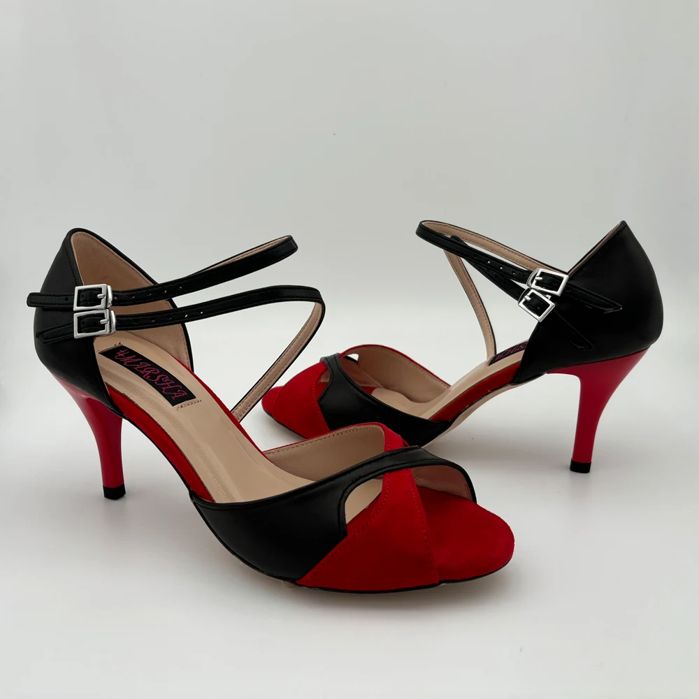 Sepatu Latihan Tango Argentina Sol Keras Kulit Dua Warna Warna Hak 7.5Cm 9Cm Tersedia Pengiriman Gratis