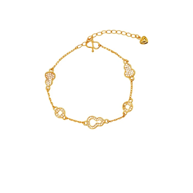 

Fulu series gourd copper coin bracelet femininity versatile bracelet light luxury sand gold jewelry