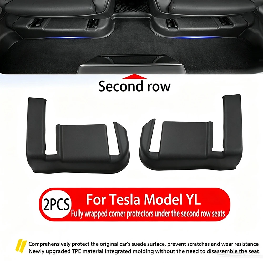 For Tesla Model YL 6 Seats TPE Under Seat Full Cover Corner Protector Dust Proof Wear Resistant Easy Install Car Interior