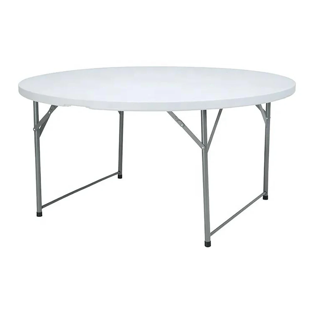 10pcs  5ft White Portable Blow Molding Circle Dining Wedding Banquet Folding Plastic Round Tables For Events Party