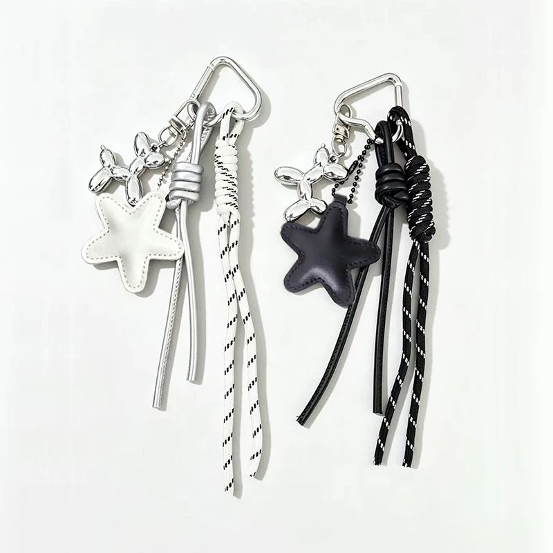 Bag Key Chain Simple Style Phone Balloon Dog Pendant Chain Star Charm Strap Braided Rope Bag Hanging Decors Jewelry Gift Decorat