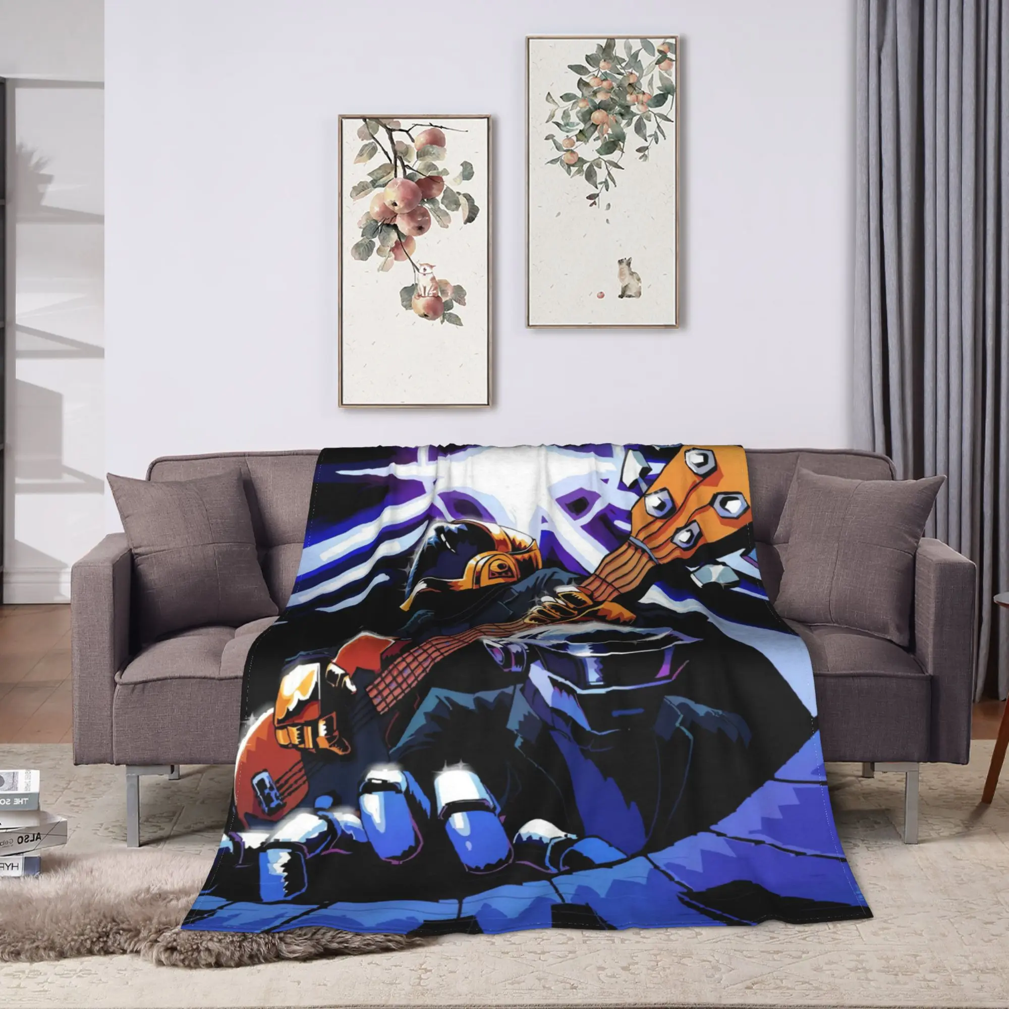 Daft Punk Electronic Music Blankets Adults Girls  Flannel Throw Blanket For Outdoor Soft Comfy Custom Quality Bedspread Gift