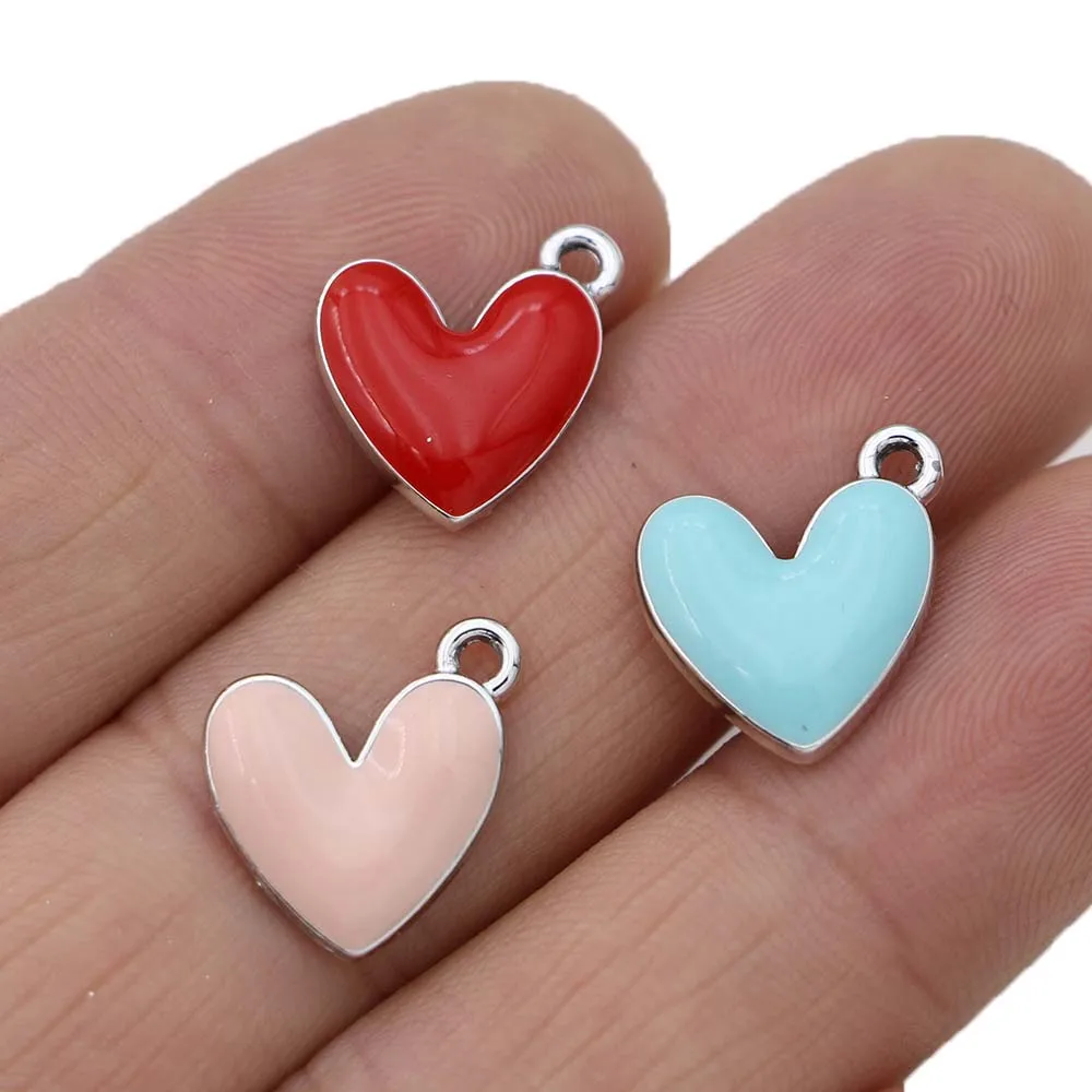 10Pcs Silver Plated Enamel Red Heart Charms Pendant for Jewelry Making Earrings Bracelet Necklace Accessories DIY Findings - AliExpress 36 - Image 3