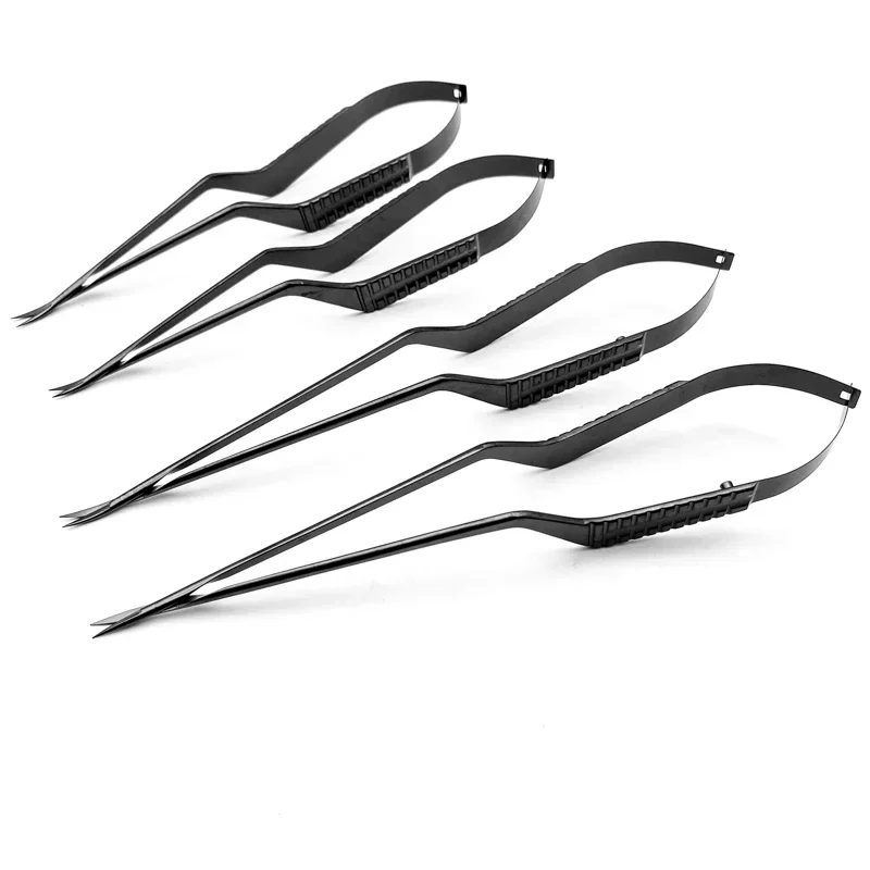 กรรไกรไมโครด้ามดำ กรรไกรผ่าตัดขนาดเล็ก เครื่องมือ 185 มม./260 มม. เครื่องมือผ่าตัดเปลือกตาสแตนเลส