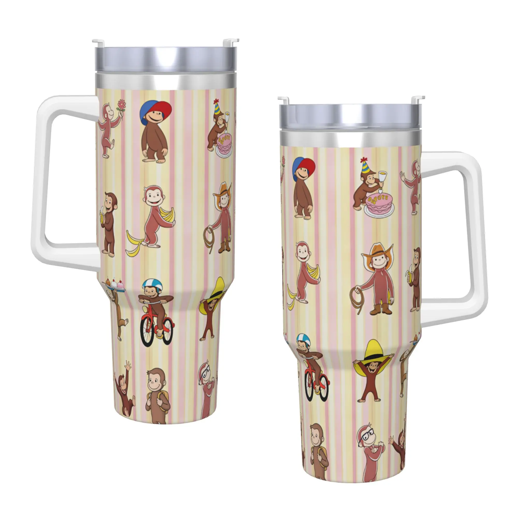 Stainless Steel Tumbler Curious George Variety Character Thermal Mug  Portable Hot Drinks Mugs Cup Camping Custom Water Bottle