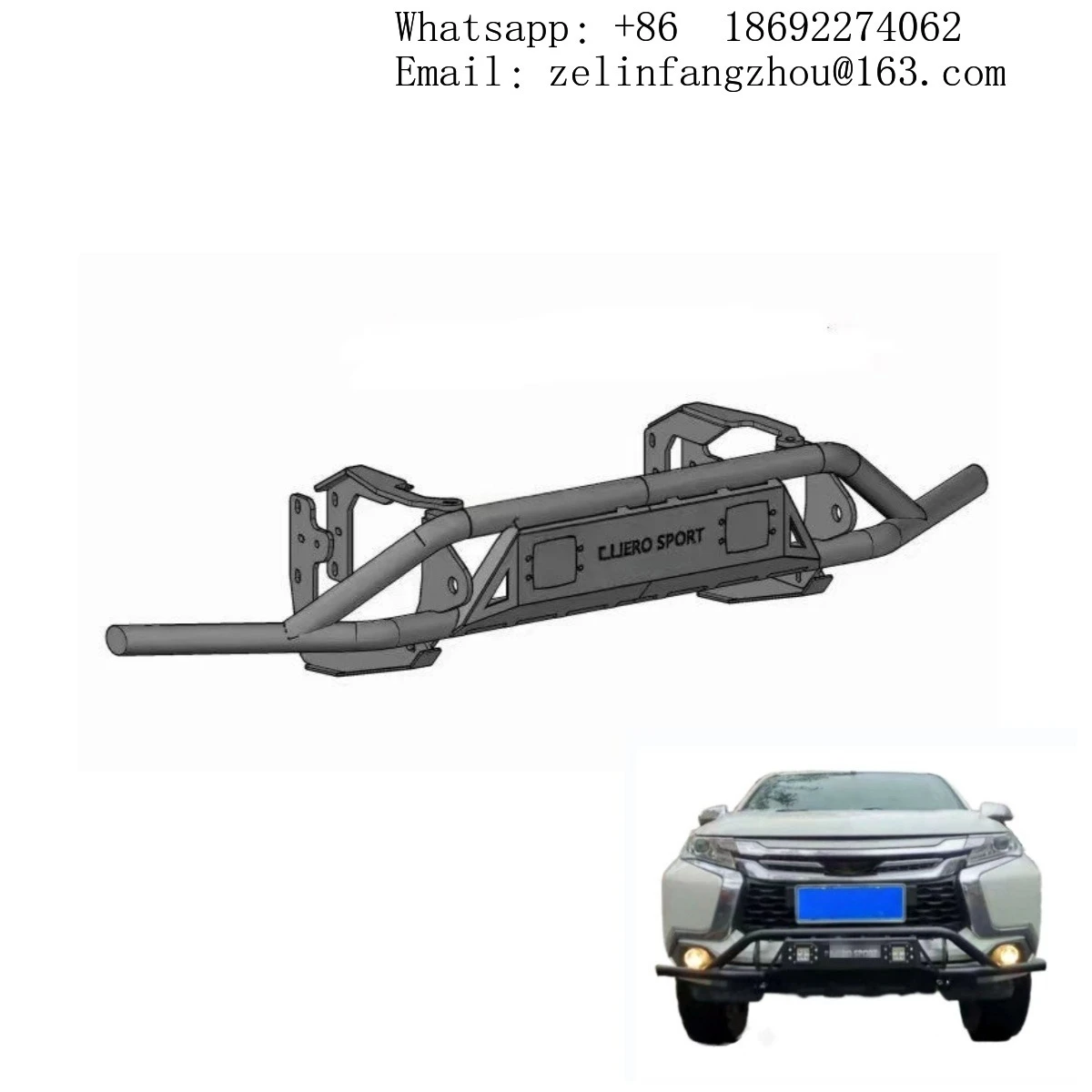 

Steel Front Bumper Kit w/ Tow Hook Cut-Outs Fit Pajero Sport Montero 2015-2019 Off-Road Heavy Duty