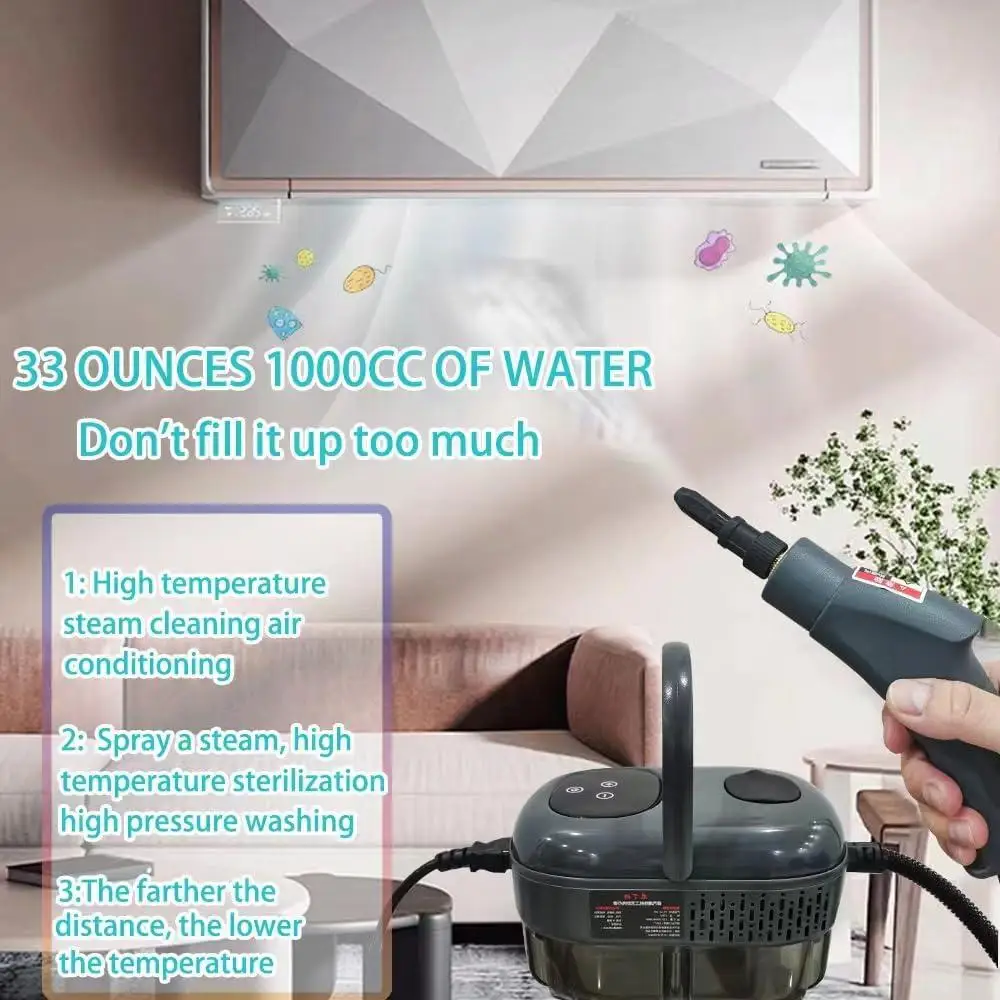 منظف بخار محمول بالضغط العالي 2500 وات قابل للتعديل للتحكم في البخار تسخين سريع لأثاث التنظيف المحمول والسجاد والمطابخ