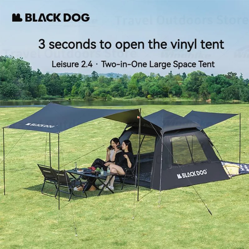 Naturehike BLACKDOG Automatic Tent 150D Vinyl Sunscreen Camping Outdoor Portable Two Doors Two Windows Tourist Tent Quick Beach