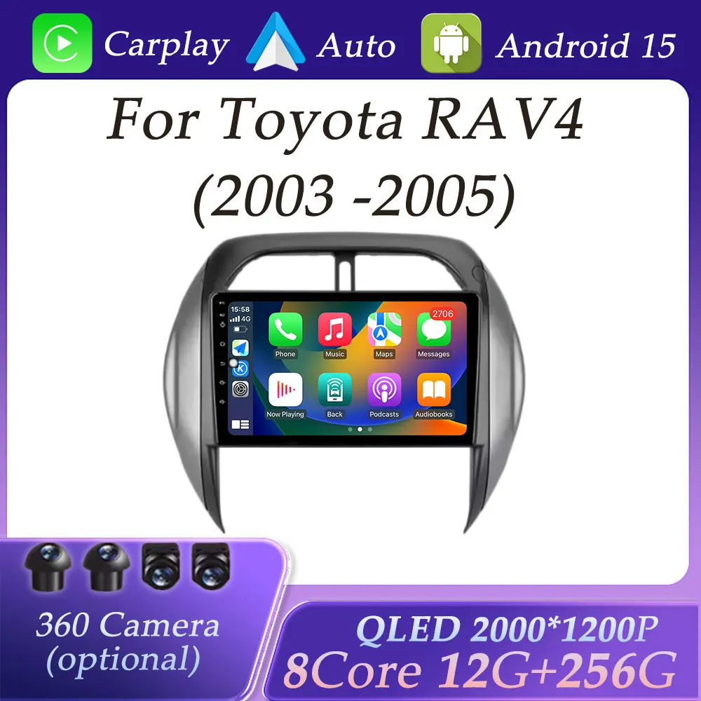 

For Toyota RAV4 2003 - 2005 GPS Navigation CarPlay Car Radio Multimedia Player DSP Stereo Bluetooth 4G DSP Stereo QLED Screen