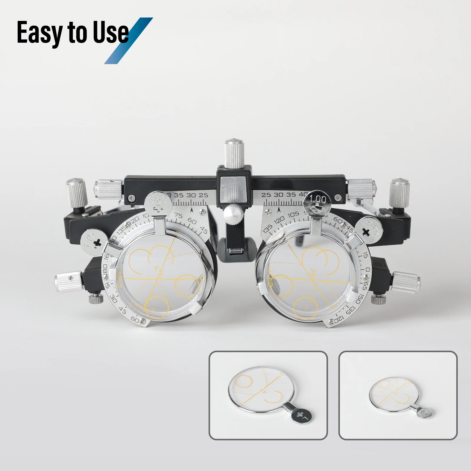 Progressive Optometrie-Testlinsen-Set – 22-teiliges Aluminiumgehäuse mit ADD +1,0 bis +3,5D-Metallöffnungsringe für den genauen Sehtest – Detail 7