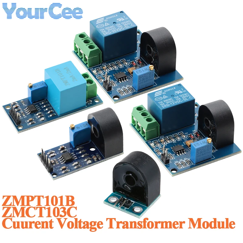 AC Current Transformer Sensor Range Single Phase AC Active Precision ZMCT103 Current Transformer Module ZMPT101B 2mA ZMCT103C 5A