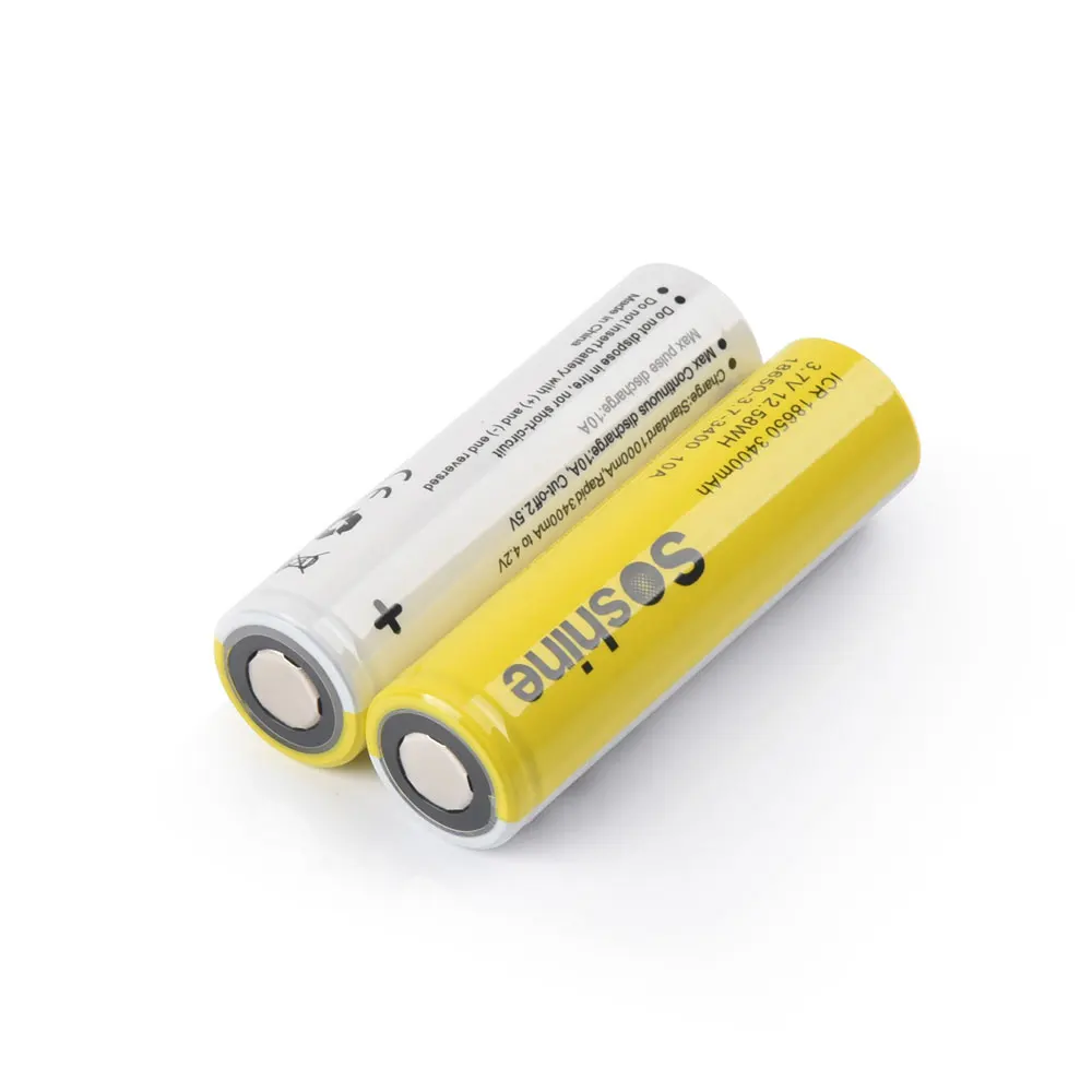 Soshine 3.7V 18650 3400mAh Rechargeable Battery Original 3C ICR 18650 Li-ion Battery 3400mah 10A Batteries for Toy Flashlight