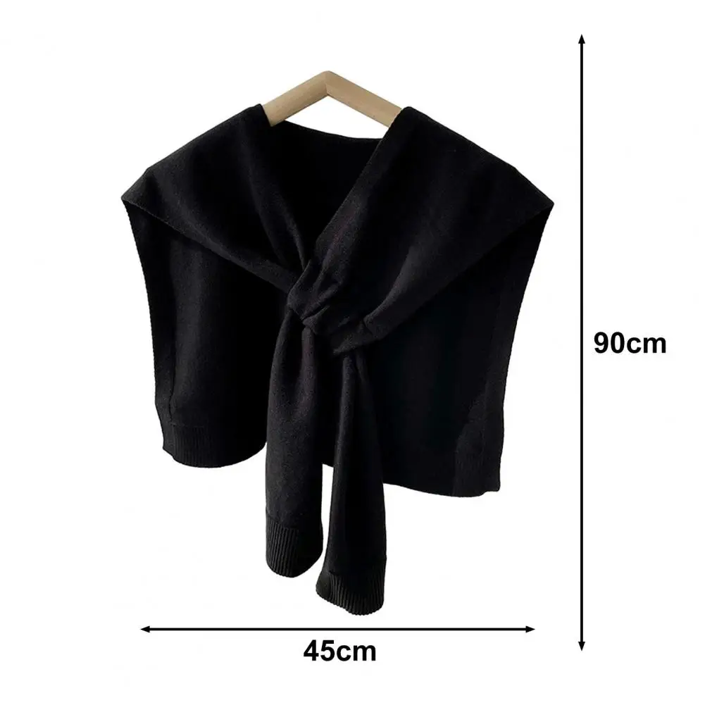 Women Shawl Knitted Thick Solid Color Thermal Soft Keep Warm Fake Cross Sleeve Fall Winter Summer AC Shoulder Wrap Women Clothes