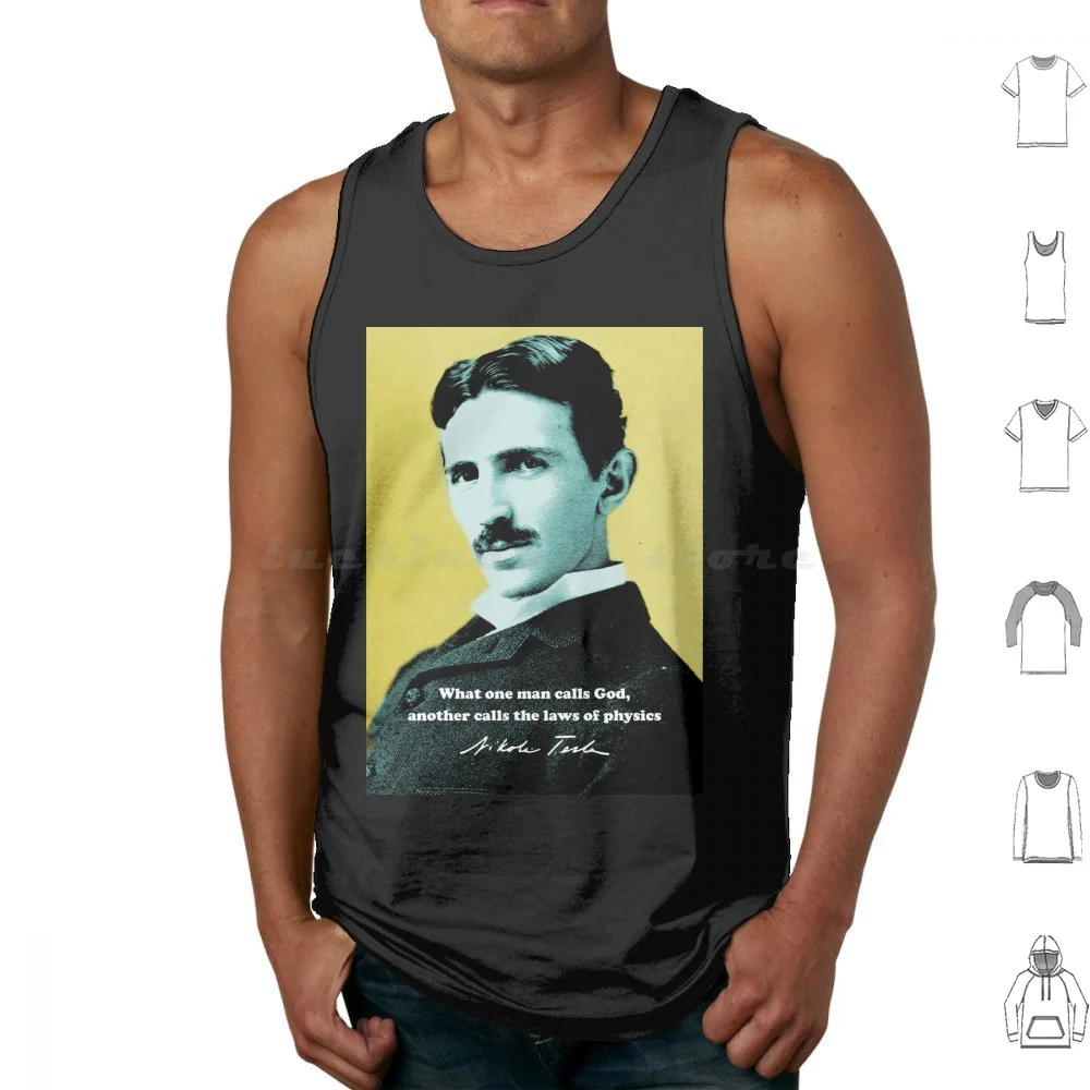 Nikola Tesla Quote 7 Tank Tops Vest Sleeveless Nikola Tesla Inventor Scientist Science Nerd Geek Yellow Black Scientific For