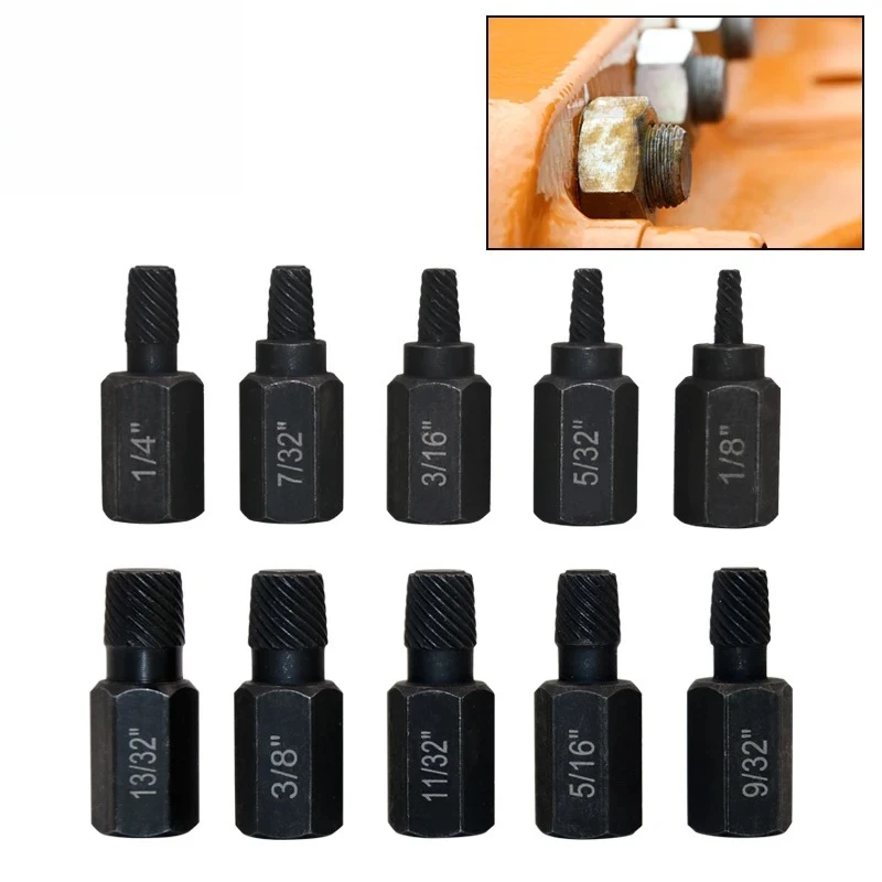 

Multi flower key spiral sliding tooth broken wire damaged bolt removal tool, 10 sets of hexagonal screw bolt extractor